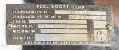 Lot #9656 Atlas-Centaur Upper Stage Aerojet Rocketdyne RL10 Fuel Boost Pump - Image 3