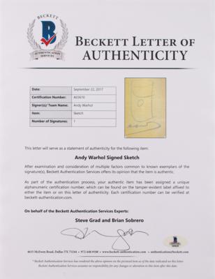 Lot #439 Andy Warhol Signed Sketch - Image 3