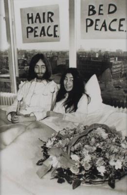 Lot #556 Beatles: Lennon and Ono Original 'Bed-in for Peace' Wire Photograph - Image 1