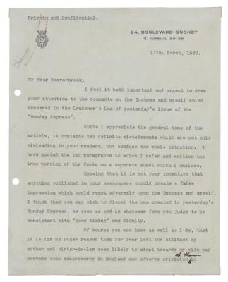 Lot #132 King Edward VIII Typed Letter Signed - Image 1
