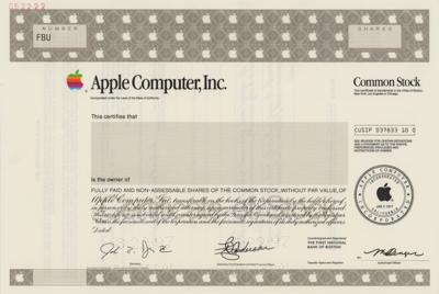Lot #316 Apple Stock Certificate Stock Certificate