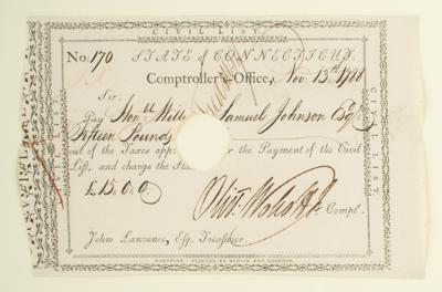 Lot #314 Oliver Wolcott, Jr. Document Signed - Image 1