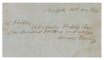 Lot #205 Horace Greeley Autograph Note Signed - Image 1