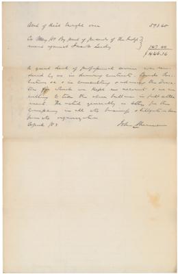 Lot #289 John Sherman Autograph Document Signed - Image 3