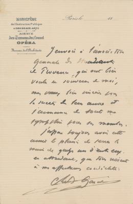 Lot #447 Charles Garnier Autograph Letter Signed - Image 1