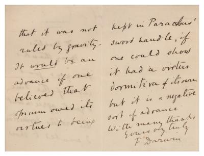 Lot #185 Francis Darwin Autograph Letter Signed - Image 1