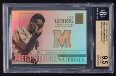 Lot #801 2002 Topps Tribute Milestone Materials Lou Gehrig Game-Used Bat BGS GEM MINT 9.5 Baseball Card - Image 1