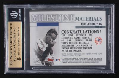 Lot #801 2002 Topps Tribute Milestone Materials Lou Gehrig Game-Used Bat BGS GEM MINT 9.5 Baseball Card - Image 2