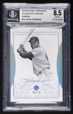 Lot #817 2016 National Treasures Collegiate Flawless Diamond Jackie Robinson BGS NM-MT+ 8.5 Baseball Card - Image 1
