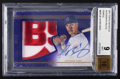 Lot #839 2017 Topps Definitive Autograph Relics Javier Baez Autograph/Patch (8/10) BGS MINT 9/10 Baseball Card - Image 1