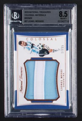 Lot #960 2018 National Treasures Colossal Materials Bronze Lionel Messi Patch (17/35) BGS NM-MT+ 8.5 Soccer Card - Image 1