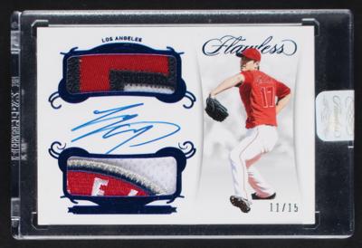Lot #850 2018 Panini Flawless Sapphire Shohei Ohtani Autograph/Dual Patch (11/15) - Image 1