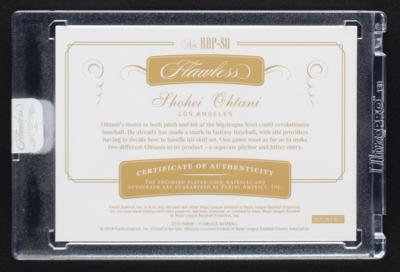 Lot #850 2018 Panini Flawless Sapphire Shohei Ohtani Autograph/Dual Patch (11/15) - Image 2