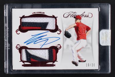 Lot #849 2018 Panini Flawless Ruby Shohei Ohtani Autograph/Dual Patch (10/20) Baseball Card - Image 1
