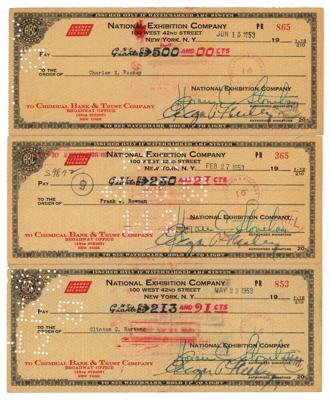 Lot #725 Giants: Horace Stoneham and Edgar Feeley (3) Signed Checks Checks - Image 1