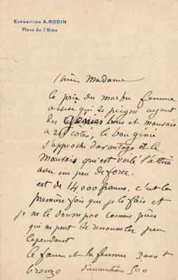 Lot #438 Auguste Rodin: Rodin prices his works, including a 