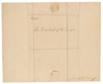 Lot #1 Thomas Jefferson: President Jefferson relays a 'confidential' message to his VP, George Clinton, the 