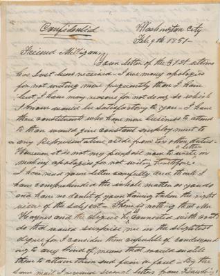 Lot #11 Andrew Johnson: Preparing to fight for his political life, Johnson goes after his bitter enemy in an eight-page handwritten letter: 