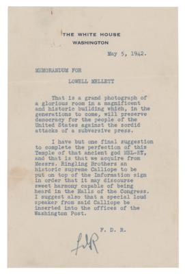 Lot #21 Franklin D. Roosevelt: FDR battles with the press, calling out Time Magazine's editor: 