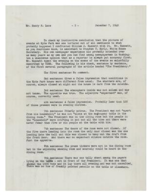 Lot #21 Franklin D. Roosevelt: FDR battles with the press, calling out Time Magazine's editor: 