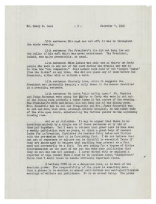 Lot #21 Franklin D. Roosevelt: FDR battles with the press, calling out Time Magazine's editor: 