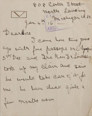 Lot #302 Titanic: Autograph Letter Signed by the Widow of Frederick Ware - Image 1
