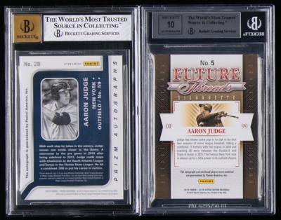 Lot #813 2015 Panini Prizm and Extra Edition Aaron Judge Autographs (/125) and (/25) Baseball Cards - Image 2