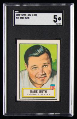 Lot #777 1952 Topps Look 'N See #15 Babe Ruth SGC EX 5 Baseball Card - Image 1