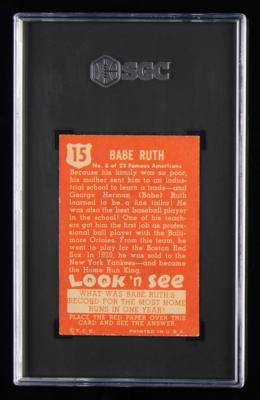 Lot #777 1952 Topps Look 'N See #15 Babe Ruth SGC EX 5 Baseball Card - Image 2