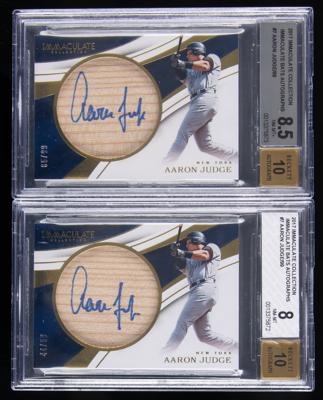Lot #824 2017 Immaculate Collection Immaculate Bats Aaron Judge Autograph (/99) BGS NM-MT+ 8.5/10 and BGS NM-MT 8/10 Baseball Cards - Image 1
