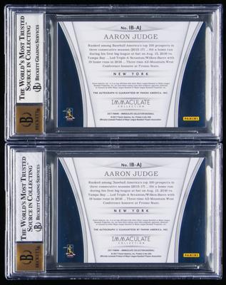 Lot #824 2017 Immaculate Collection Immaculate Bats Aaron Judge Autograph (/99) BGS NM-MT+ 8.5/10 and BGS NM-MT 8/10 Baseball Cards - Image 2