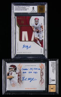 Lot #945 Baker Mayfield (2) Autograph and Relic Cards Football Cards - Image 1