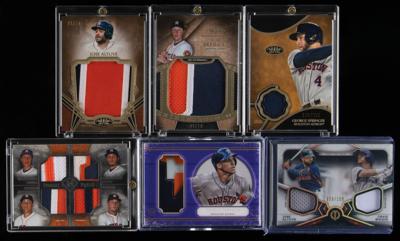 Lot #862 Houston Astros Lot of (6) Relic Cards with Altuve, Bregman, and Biggio - Image 1