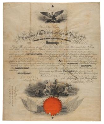 Lot #8 Franklin Pierce Document Signed as President - Image 1