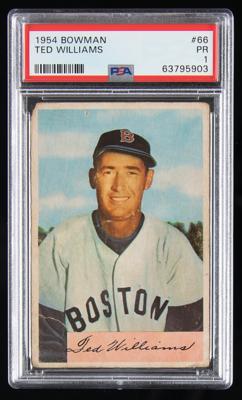 Lot #780 1954 Bowman #66 Ted Williams PSA PR 1 Baseball Card - Image 1