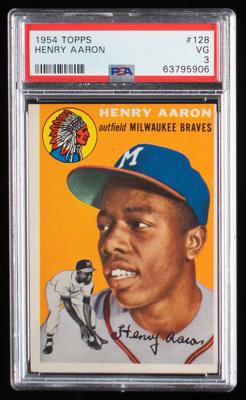 Lot #782 1954 Topps #128 Hank Aaron RC PSA VG 3 Baseball Card - Image 1
