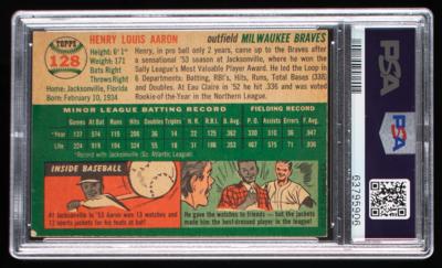 Lot #782 1954 Topps #128 Hank Aaron RC PSA VG 3 Baseball Card - Image 2