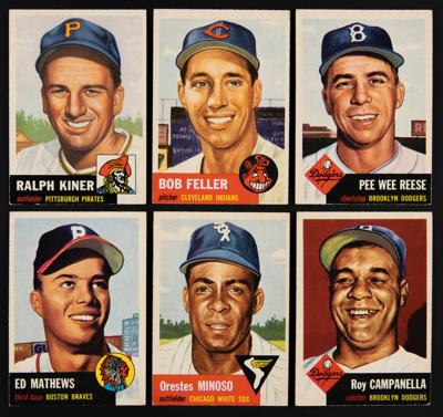 Lot #779 1953 Topps Baseball Lot of (74) with Campanella, Feller, Mathews Baseball Cards - Image 1
