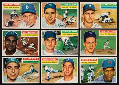 Lot #790 1956 Topps Mid-to-High Grade Complete Set (340) with PSA Graded Stars: Mid-to-high grade 1956 Topps baseball set, with six PSA-graded HOFers - Image 2
