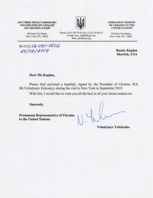 Lot #129 Volodymyr Zelenskyy Signed Baseball - Image 2