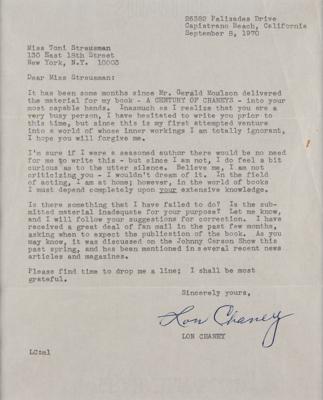 Lot #618 Lon Chaney, Jr: Chaney seeks an update on his first publication: 