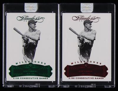 Lot #835 2017 Panini Flawless Lou Gehrig Emerald (4/5) and Ruby (4/15) Baseball Cards - Image 1