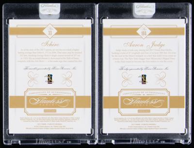 Lot #834 2017 Panini Flawless Ichiro Suzuki Emerald (4/5) and Aaron Judge Ruby (4/15) Baseball Cards - Image 2