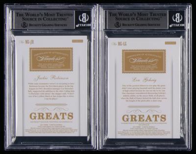 Lot #836 2017 Panini Flawless Material Greats Gold Lou Gehrig and Jackie Robinson Relics Baseball Cards - Image 2