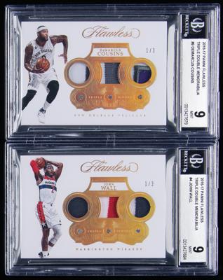 Lot #882 2016-17 Flawless Triple Double John Wall and DeMarcus Cousins Patch/Diamond (1/3) BGS MINT 9 Basketball Cards - Image 1