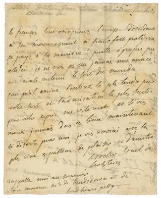 Lot #517 Madame de Stael: Madame de Stael writes amidst the Napoleonic Wars in 1805: 