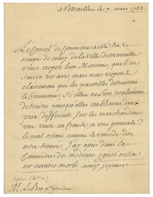 Lot #391 Claude Louis Hector de Villars Letter Signed - Image 1