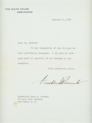Lot #90 Franklin D. Roosevelt Typed Letter Signed as President - Image 1