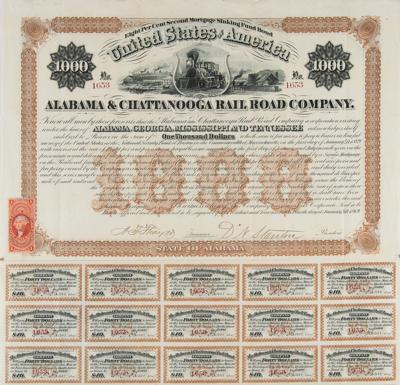 Lot #315 Alabama & Chattanooga Rail Road Company Bond - Image 1