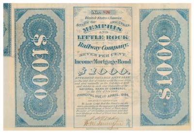 Lot #332 Memphis and Little Rock Railway Company Bond - Image 2